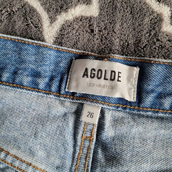 AGOLDE 90s Pinch Straight Jeans Size 26 Medium High Rise Button Fly Distressed - Picture 3 of 9